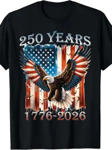 250 Years 1776-2026 Commemorative American 250Th T-Shirt for Boys And Girls Casual Tees for Spring And Summer Sizes 120-160