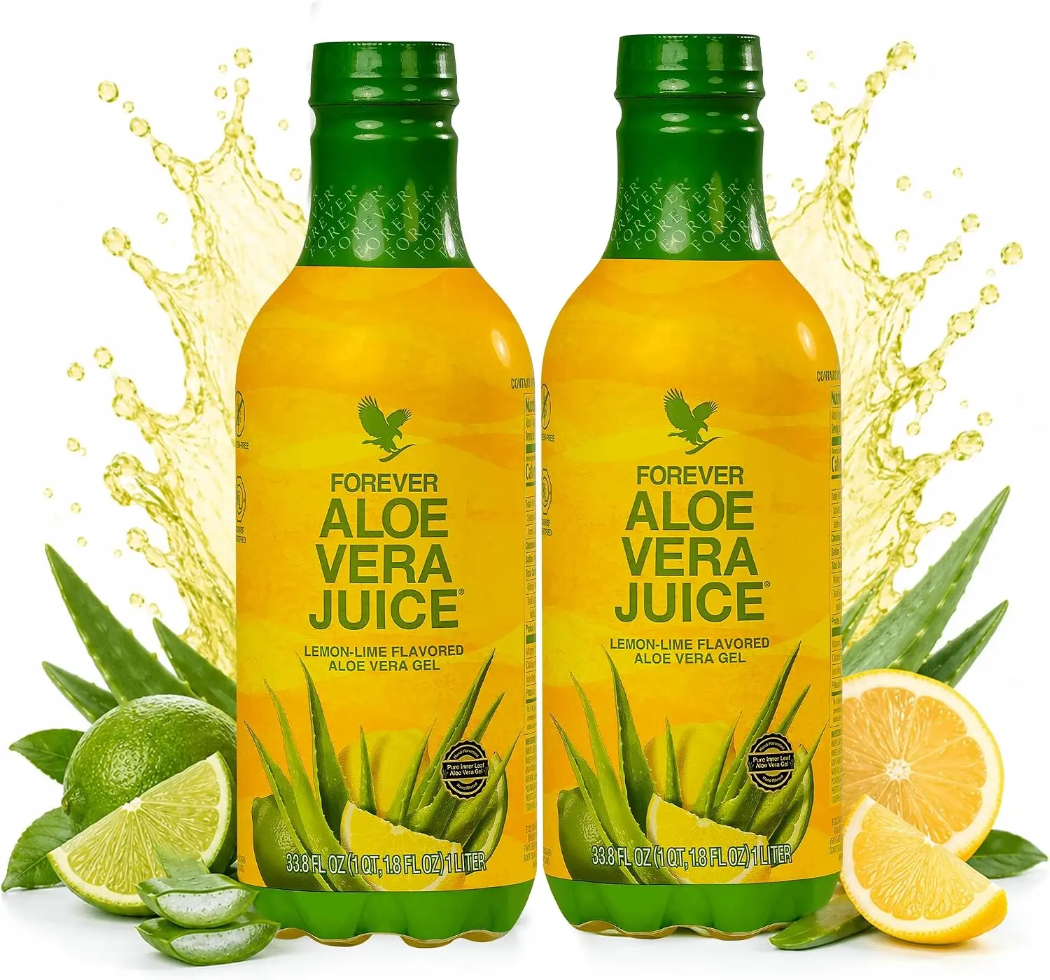 Forever Living - Aloe Vera Juice Lemon Lime - 1 L (Pack of 2) | Contains Pure Inner Leaf Aloe Vera Gel, Lemon Lime Flavor, Convenient Daily Aloe Juice Supplement