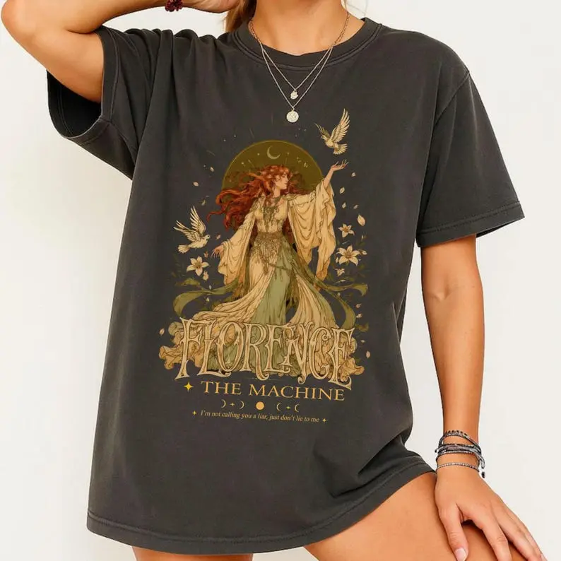 Comfort Colors Vintage Boho Goddess Shirt, Celestial Art Nouveau Tee, Cottagecore Graphic Shirt, Retro Botanical Tee