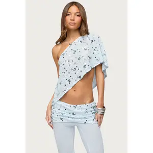 Zephyra Bead & Sequin One Shoulder Poncho