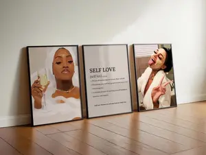 Set of 3 - Black Girl Self-Love Bathroom Prints: Empowering Black Woman Art #66588