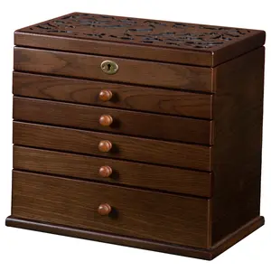 Wooden Jewelry Boxes for Women, 6-Layer Vintage Jewelry Box Wood, Wooden Jewelry Organizer for Storage Jewellery,5 drawer dresser,jewelry display case