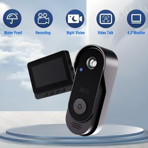 X8B Wireless Video Doorbell with Monitor, HD Camera, Rechargeable, No App Needed, No Monthly Fees, Two-Way Audio, Night Vision, Waterproof, Plug & Play