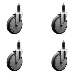 212 MAIN Series #20 SCC-EX20S614-TPRB-118-4 Thermoplastic Rubber Swivel Expanding Stem Caster - 6 in. Gray Round/Square Wheels, 1.13 in. Stems, Secure Fit, Set of 4