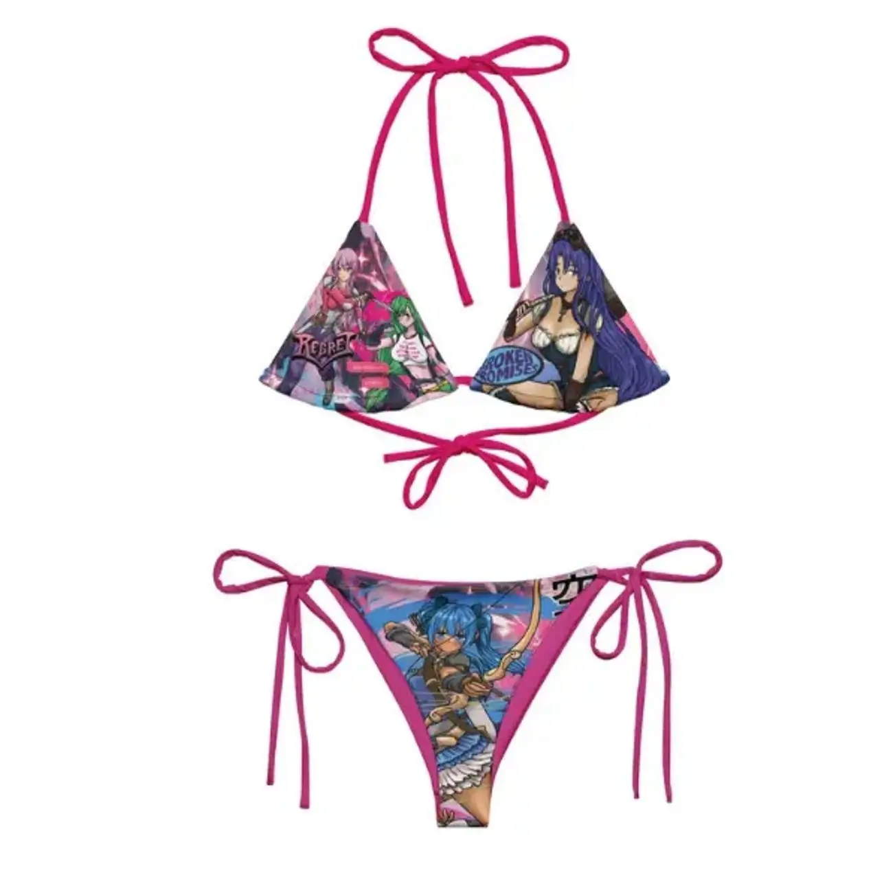 Y2k Pink Anime Shibuya Whirlpool Bikini Set - Stylish Swimwear for Summer Fun! OC6