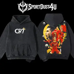 SportDust4U Retro Vintage Limited Edition Cristiano Ronaldo CR7 Unisex T-Shirt & Hoodie 100% Premium Cotton 230gsm Heavyweight Pre-Washed