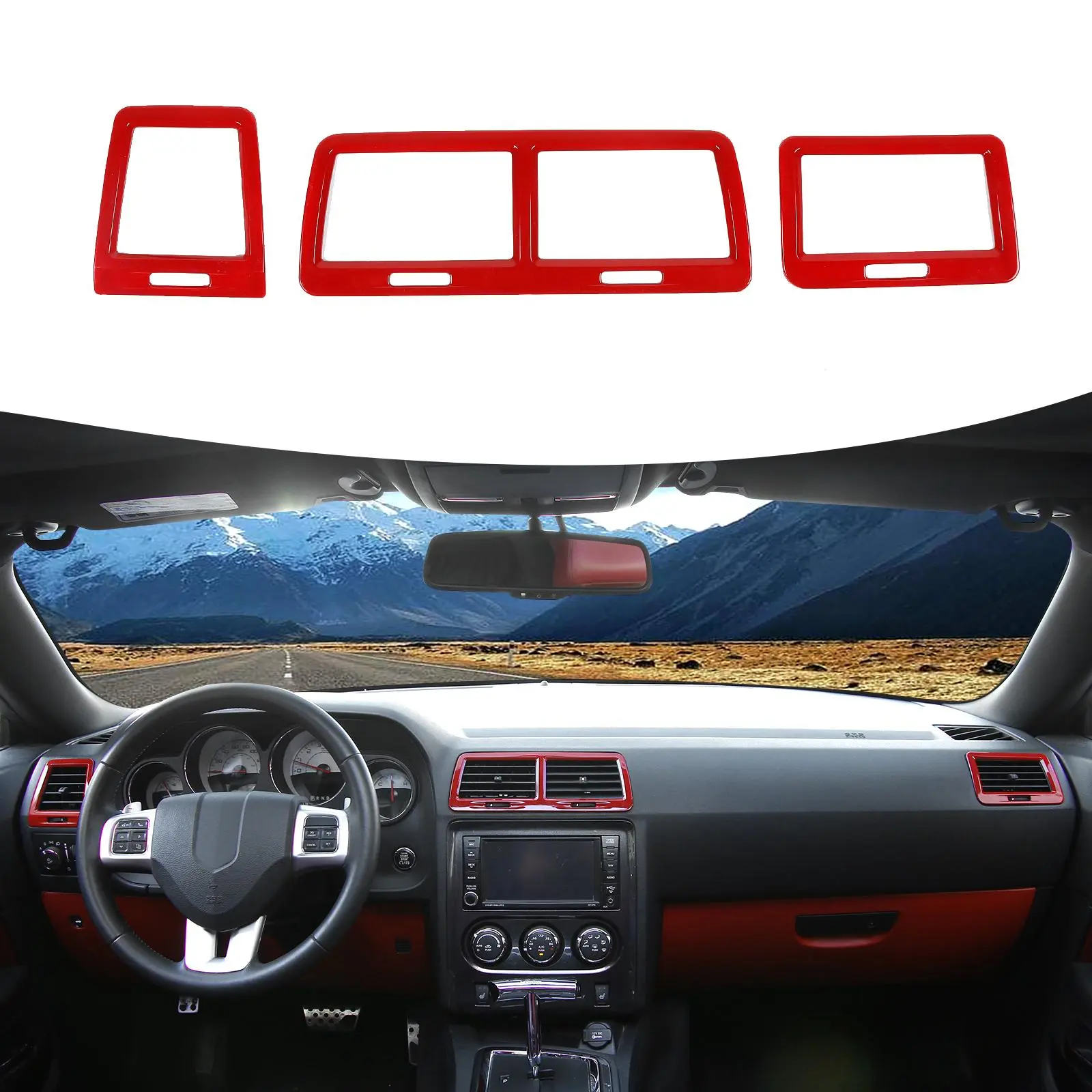 Carbon Fiber Finish AC Air Vent Outlet Cover Bezel Trim Kit for 2009-2014 Dodge Challenger - Aesthetic Car Accessory, Automotive Decoration, Cars Accessories, Dash Interior Sticker