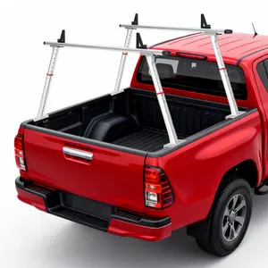 No-Drill Truck Ladder Rack for Pickups - Aluminum, Adjustable Heavy-Duty 35.4-71" Wide Utility Cargo Carrier, 800 lbs Bed Support, 8 No-Drill C-Clamps, Secure Tie-Down for Kayak, Surfboard, Lumber & Ladders
