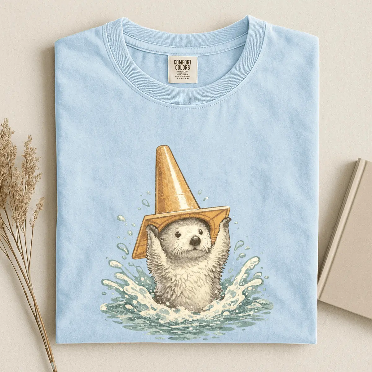 Comfort Colors Women's Cotton Short-Sleeve Crew Neck Top - Fit T-Shirt, Funny Otter Print, Retro 90s Animal Meme Tee, Gift for Otter Lovers, Shortsleeve, Casual Comfy Top, Comfortable, Everyday, Round Neck, Tshirt, Easy Fit