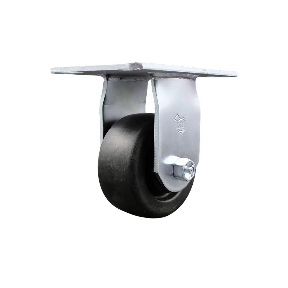Service Caster SCC-35R420-POR Heavy Duty Large Top Plate Polyolefin Swivel Caster with 4 x 2 in. Black Wheel - 500 lbs Capacity per Caster