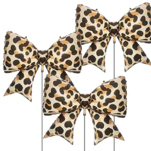 3 Pack 38 Inch Leopard Print Butterfly Shape Foil Balloons, Jungle Animal Themed Party Decorations, Helium-Ready for Wild Birthday and Bridal Parties