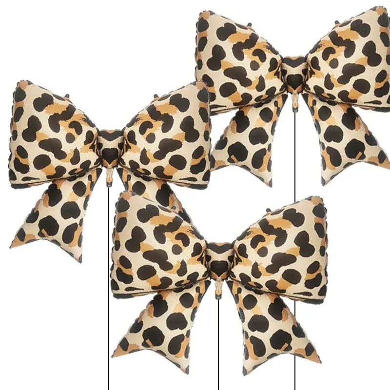 3 Pack 38 Inch Leopard Print Butterfly Shape Foil Balloons, Jungle Animal Themed Party Decorations, Helium-Ready for Wild Birthday and Bridal Parties