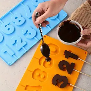 3D Numbers Lollipop Mold - Reusable Cake Candy Snack Baking Mold - Uncharged Kitchen Accessory for Baking Tools