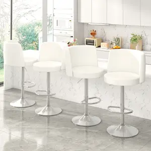 AWQM Steel Bar Stools 4 PCS【Ships in 2 Packages (2 per Package)】,Grade Modern Leather Bar Chair with Backrest,Swivel Adjustable Height for Kitchen Counter and Dining Room