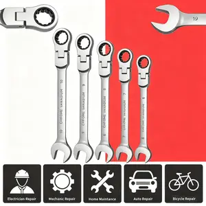 5pcs Multi-function Ratchet Wrench Set, Adjustable Ratchet Wrench Set, Metric, 6-10 Mm, 72 Teeth, Cr-V Steel Ratchet Wrench Set, Suitable For Home/automotive/mechanics, Etc., Perfect For Daily Use And A Great Gift.