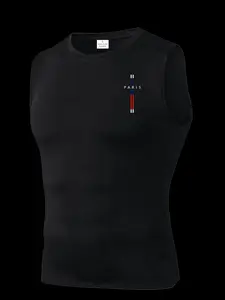 Men's Short Sleeve Sporty Tee, Quick-Dry Breathable Fabric, Paris Pattern, Slim Fit, High Elasticity, Ideal for Gym, Running, Boxing