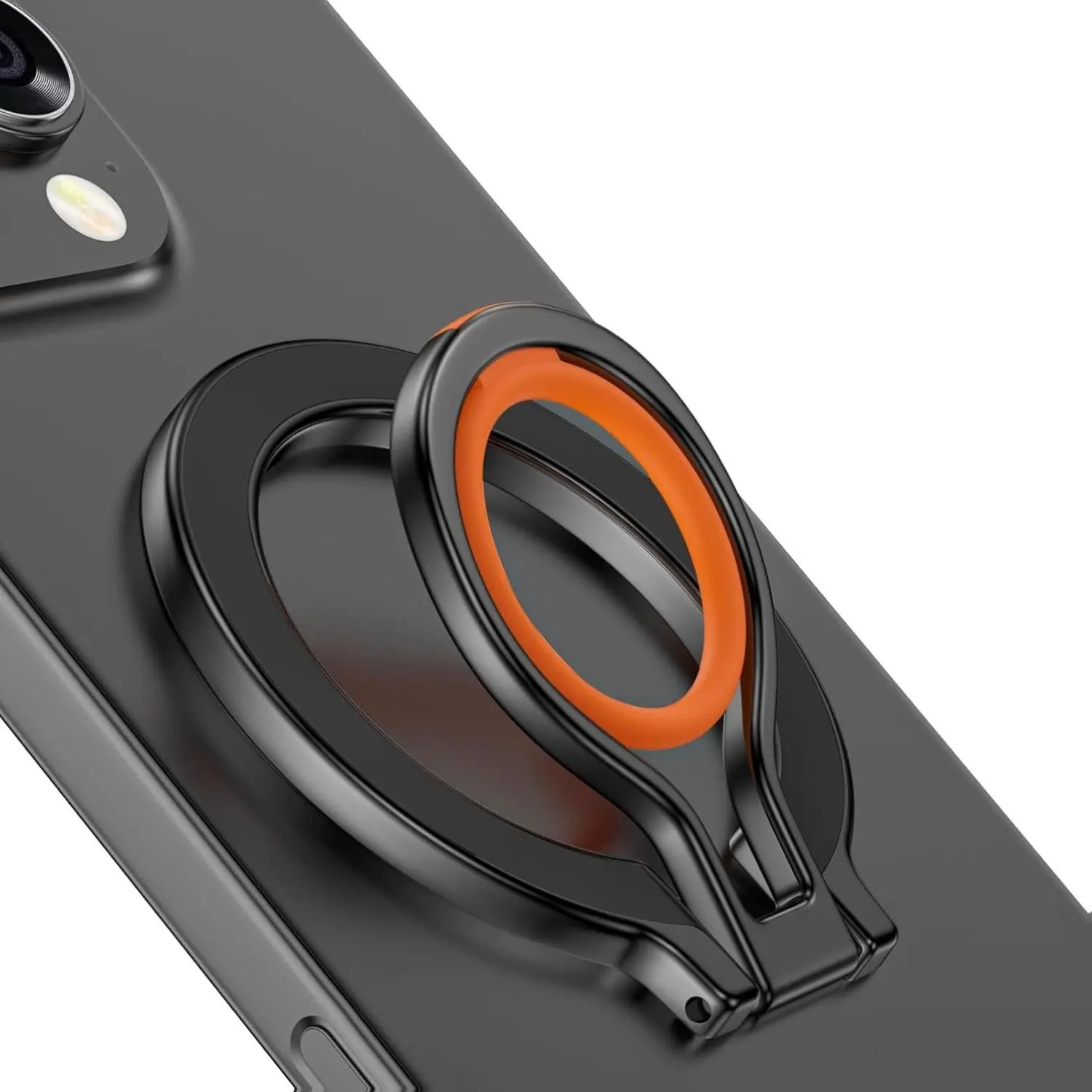 Magnetic Phone Grip Holder for MagSafe Ring Stand Holder Adjustable Kickstand for iPhone 16 Pro Max Plus 15 14 13 12, MagSafe Finger Loop Stand with Silicone Finger Strap, Wireless Charging Compatible