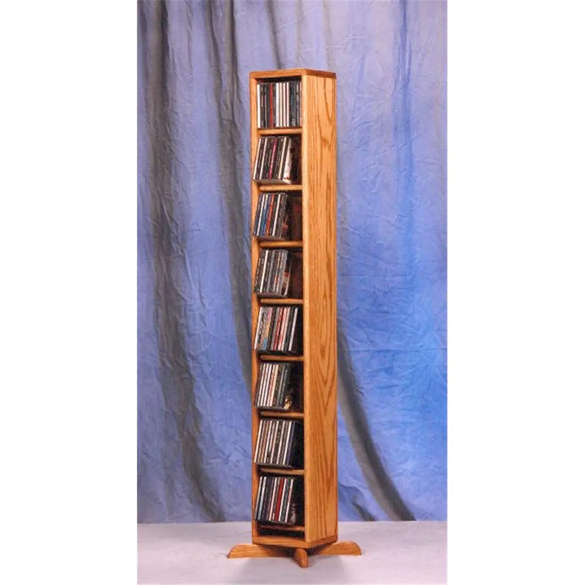 Handcrafted Tall Slender Solid Oak CD Rack Cabinet (Dowel 806) - Honey Oak Wooden Cabinetry Living Room Furniture, 112-CD Capacity, Woodgrain & Natural Wood Home Aesthetic, Fully Assembled Indoor Shelving Unit for Home Library
