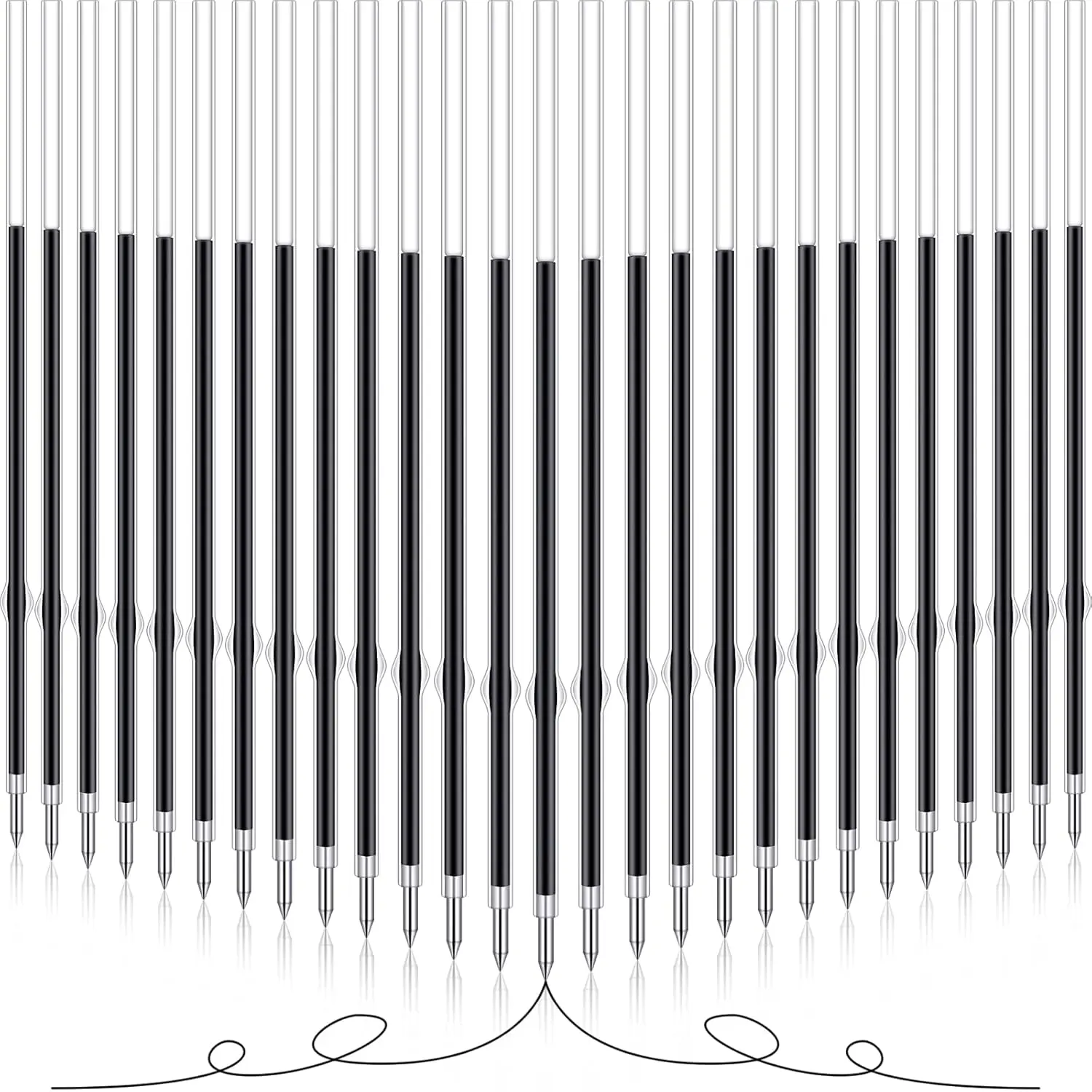 60 Pcs 0.7 mm Black Retractable Pen Refills Bulk 4.2inch Replacement Ballpoint Ink Pen Refills for Click Ball Point Pens School Office Supplies
