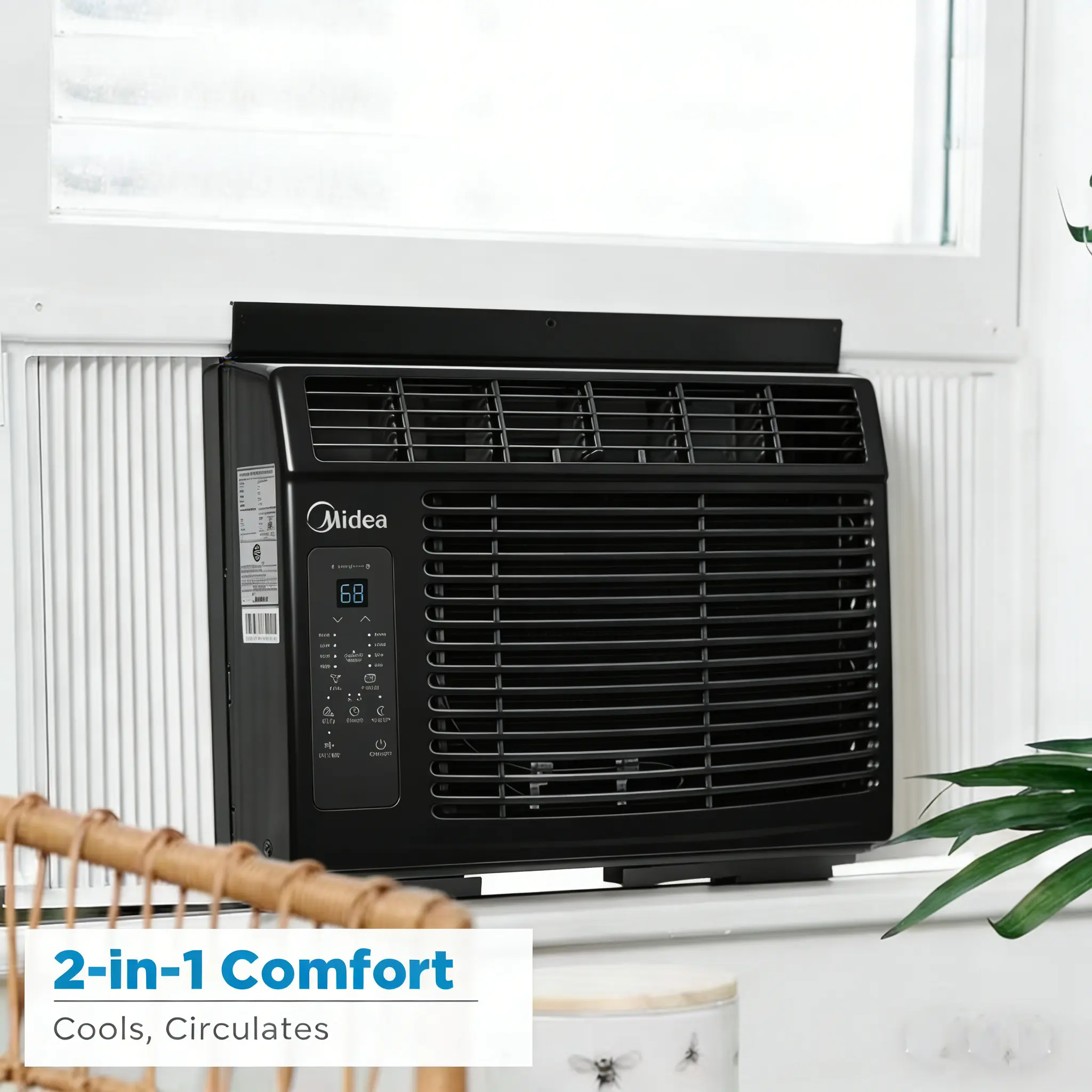 Midea 5000 BTU Compact Window Air Conditioner - Used Residential Energy Saver with 15min Fit, Remote Control, Sleep Mode, 3-in-1 AC-Dehumidifier-Dry, Eco Mode, 24hr Programmable, Ultra Quiet, Mesh Filter, Installation Kit for Small Spaces