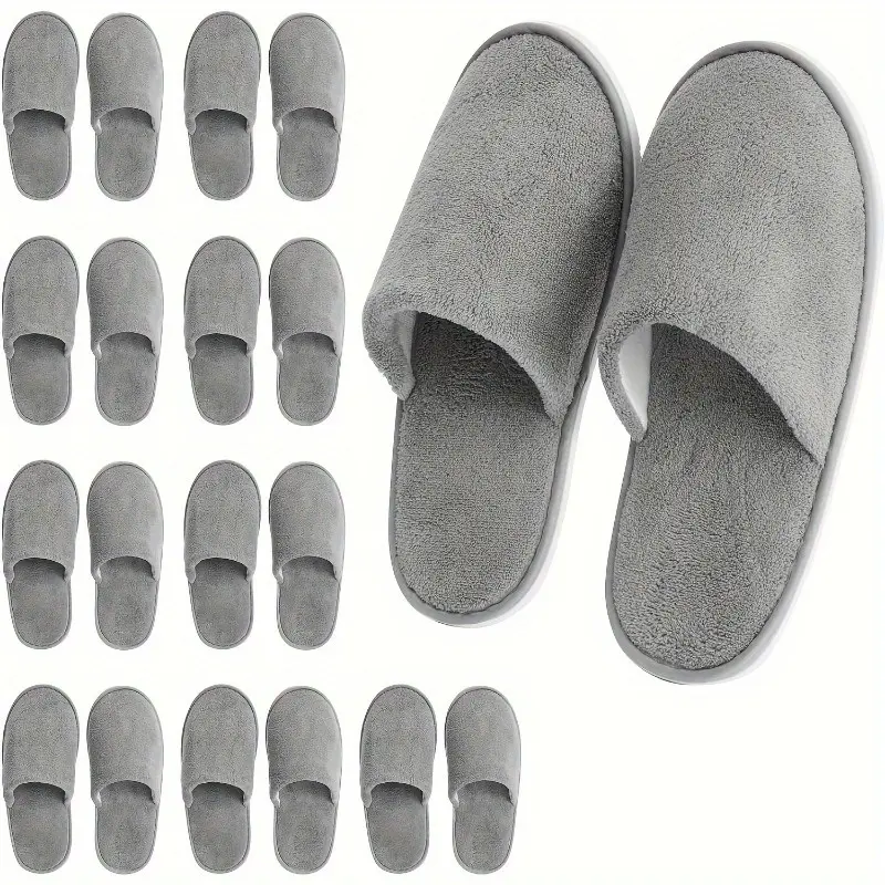 [10pcs Bulk Set All-Season Luxury Ultra-Soft Cotton Blend Fabric Round Toe Slip-On Cloth Slippers], Women's Size 12, Men's Size 11, Non-Slip Hotel & Spa Quality Slides, Perfect for Guests, Home Essential Bath Accessory