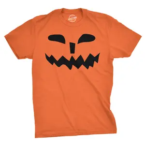 Mens Spikey Teeth Pumpkin Face Funny Fall Halloween Spooky T shirt Mens Funny T Shirts Cool Vintage Fashion T-Shirt Gift Classic Menswear Halloween Apparel for Men Novelty Tees for Guys Orange