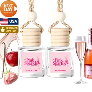 Scented Car Air Freshener - Long Lasting Car Diffuser - Last 60+ Days, Pink Sparkle Champagne Scent, Aesthetic Car Charm, Leak-Resistant, Gift Ready, Aesthetic Car Charm oil  air  fresheners personalized  car  freshener