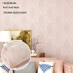 Self-Adhesive Wall Paper Roll, 3D Relief Sticker, European Style Farmhouse Pressed Design, Bedroom Living Room Study TV Background, Decorative Wallpaper