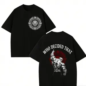 Escanor "Who Decided That" Double-Sided T-Shirt Seven Deadly Sins Lion's Sin of Pride Anime Graphic Tee Seven Deadly Sins Anime Tee y2k fashion Streetwear Casual gift