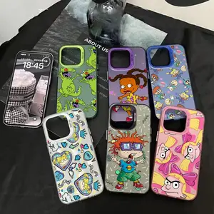 Vintage 90s R-Rugrats Cool Cartoon Silver IMD Phone Case For iPhone 17 16 15 14 13 12 11 Pro Max Air Multicolor TPU+PET+PC Shockproof Cover, Holographic Laser Back Cute Protective Case