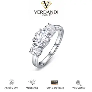 4 Carats 3 Stone Synthetic Moissanite Ring D Color VVS1 for Women Man 925 Sterling Silver Birthday Gift Engagement Wedding Anniversary fine jewelry
