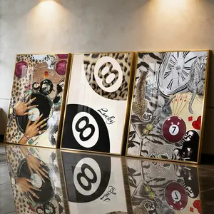 3Pcs Aluminum Alloy Framed Painting, Leopard Retro Art Collage Poster, Home Decoration For Living Room, Bedroom, Office, Restaurant, Hallway Wall Decor, Odorless Print Artwork, Luxury Perfect Gift For Friends And Family
