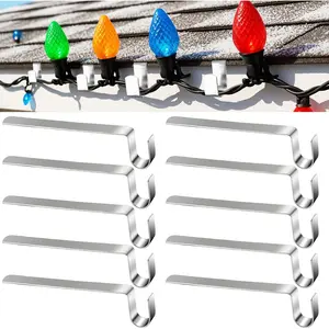 50 count Christmas Light Clips 3.5" Gutter Light Hooks Shingle Clips for Christmas Lights Metal Soffit Hooks for Xmas Outdoor Roof Patio Panel Mantle Decoration Supplies