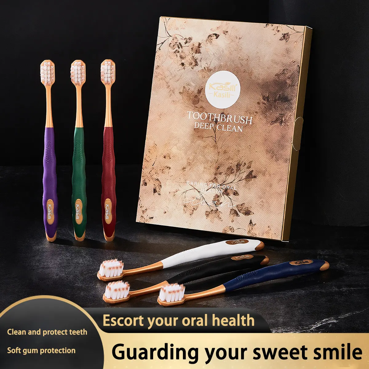 [Gift box of 6 pieces] Morandi color matching, high-end soft bristle toothbrush, adult household toothbrush with about 10,000 bristle, wide head, soft and soft bristle toothbrush.