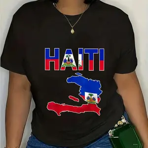 Retro Haiti Flag Map Oversized T-Shirt, Vintage Haitian Pride Graphic Top, Trendy Haitian Heritage Shirt, 【100% cotton】 Apparel, Great Gift for Him Her, Haitians, Perfect for Daily Wear, Cultural Gatherings & Outings