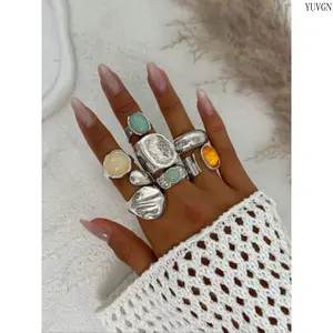 Women's 7-Pcs Vintage Geometric Ring Set - Bold Metal Band Accessories, Ideal for Daily Wear & Party, Perfect Gifts for Women, Accessories For Women
