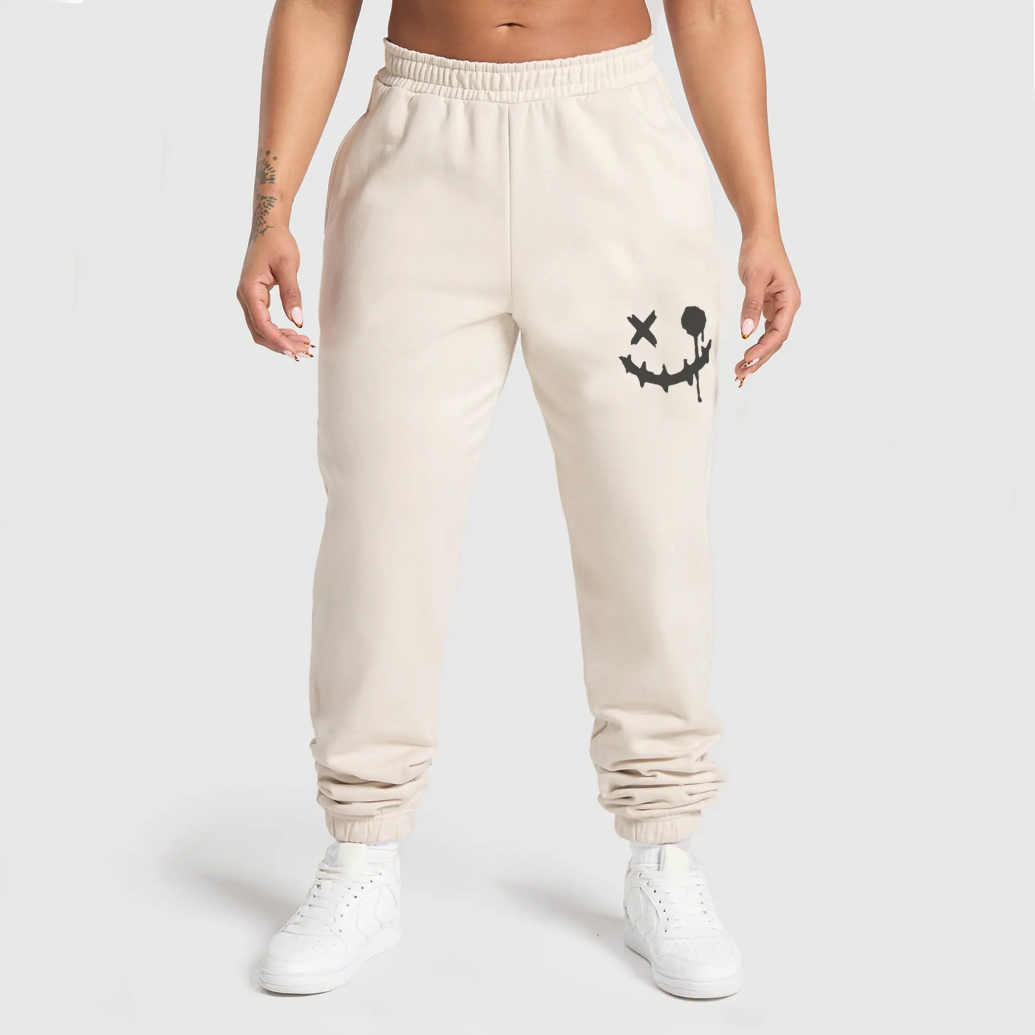 Smiley Face Sweatpants,  Aesthetic Casual  Jogger Pants,  Dark Gothic Aesthetic Streetwear Joggers, All Seasons Lightweight Cotton Polyester Tapered Fit