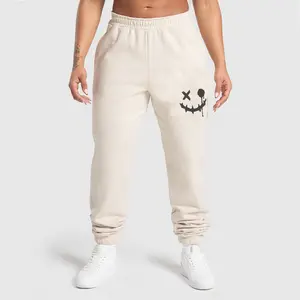 Smiley Face Sweatpants,  Aesthetic Casual  Jogger Pants,  Dark Gothic Aesthetic Streetwear Joggers, All Seasons Lightweight Cotton Polyester Tapered Fit