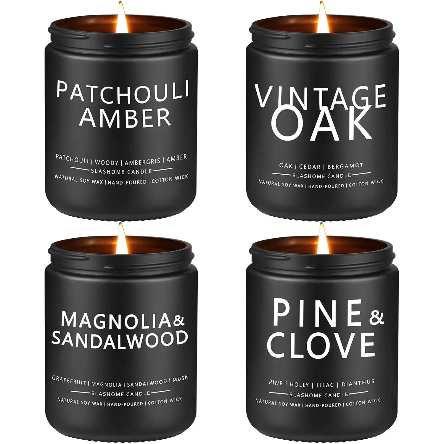 Candles for Men, 4 Pack Scented Candles, Gifts for Father Dad Day, 50 Hours Long Burning Soy Candles for Home Scented (Pine/Sandalwood/Patchouli/Oak)