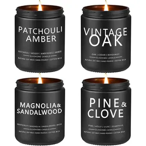Candles for Men, 4 Pack Scented Candles, Gifts for Father Dad Day, 50 Hours Long Burning Soy Candles for Home Scented (Pine/Sandalwood/Patchouli/Oak)