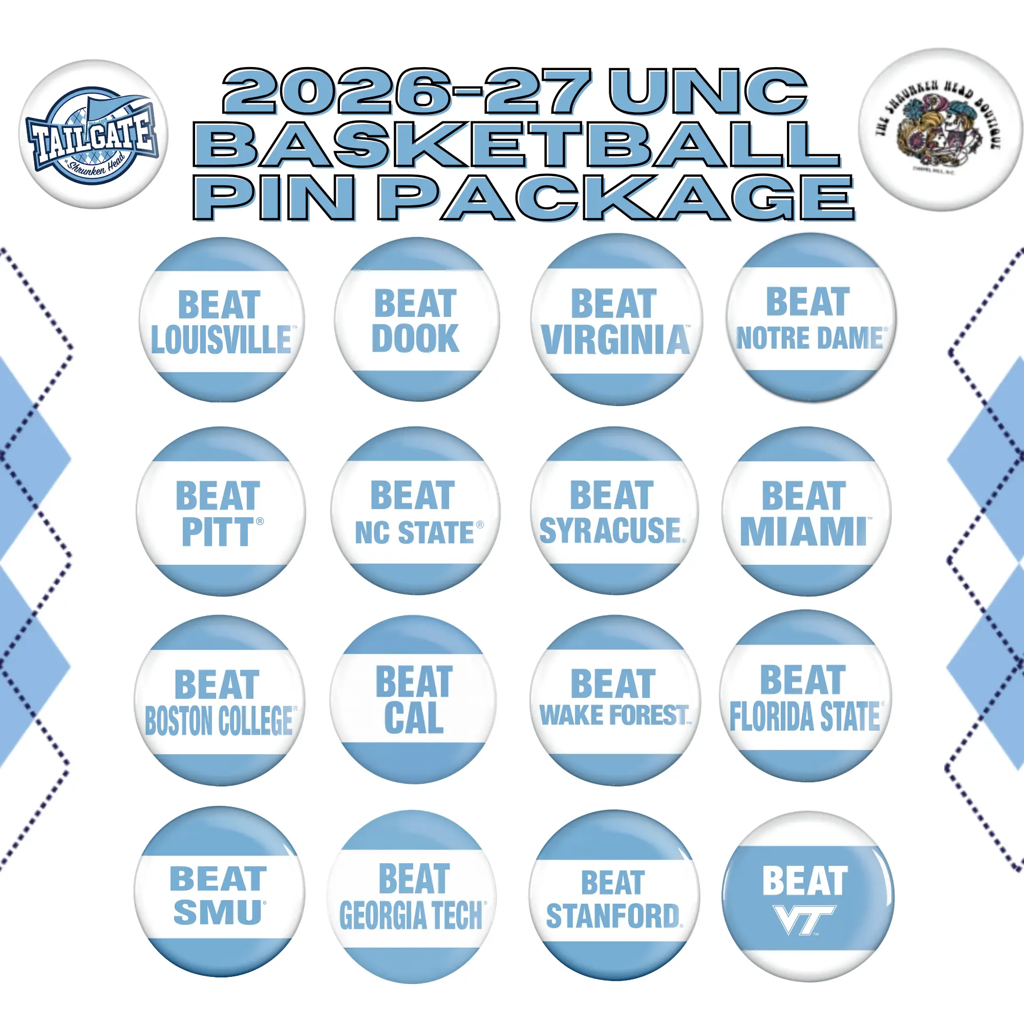 UNC Basketball Season Pin Package 2026-2027