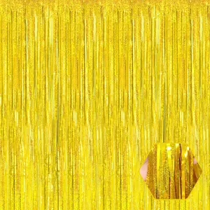 6 Pack  Foil Fringe Curtain Backdrop, 3.28Ft x 8.2Ft Metallic Tinsel Foil Fringe Streamer Curtains for Photo Booth, Birthday, Wedding,  Year Party Decorations