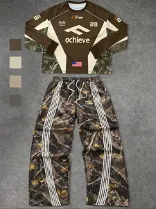 Men's Casual Sportswear Set, Athletic Workout Clothing, Letter Print Tracksuit, Autumn Winter Knitted Fabric, 100% Polyester Fiber, Round Neck Pattern Design, Elastic Waist, Two-Piece