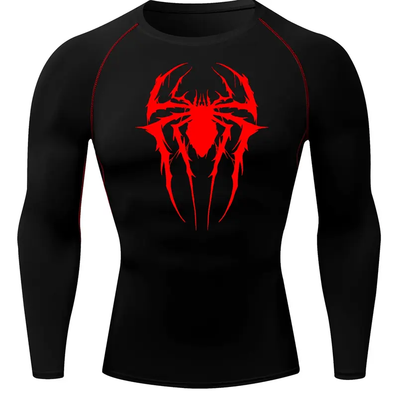 Men's Spider Print Graphic Raglan Sleeve Crew Neck Knit Tee, Casual Comfy Breathable Round Neck Long Sleeve T-Shirt for Spring & Fall, Men's Top for Daily Wear Knitwear