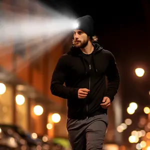 Touch Two Winter LED Lighted Knit Warm Hat for Unisex Night Running Hiking Cycling Comfortable Lightweight Fashionable Family Must Have