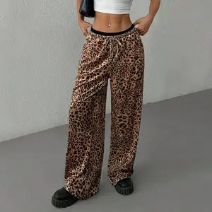 Leopard Print Drawstring Pants