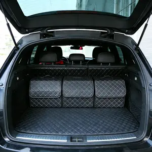 Multifunctional Leather Car Trunk Organizer, Large Capacity Storage Box, Sturdy & Durable, Keep Vehicle Interior Neat & Tidy