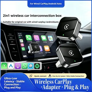 2in1 Wireless CarPlay & Android Auto Adapter, 5GHz Plug & Play Wired to Wireless Car Converter