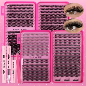 640 Clusters D Curl 10D-50D Individual Lash Extensions - Natural Curl Lashes, 8-16mm Kit, Dramatic, DIY, Waterproof, Sleep-Proof, Long-Lasting, At-Home, Outdoor, Vacations, Spring Stock-Up