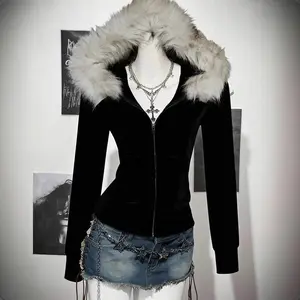 Autumn and winter sweater Y2K casual street trend women's plush hooded top